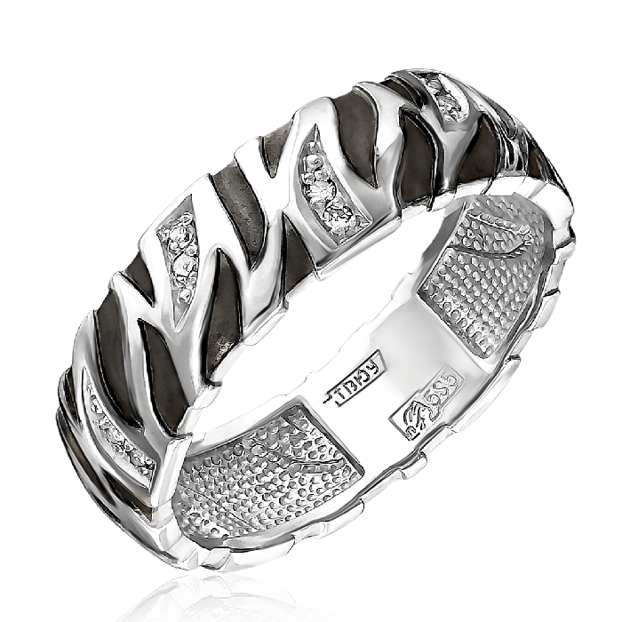 Обручальное кольцо с бриллиантами из белого золота 585 пробы (арт. 47673)