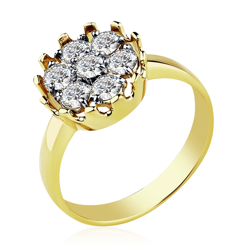 Кольцо с бриллиантами из желтого золота 585 пробы (арт. 91978)