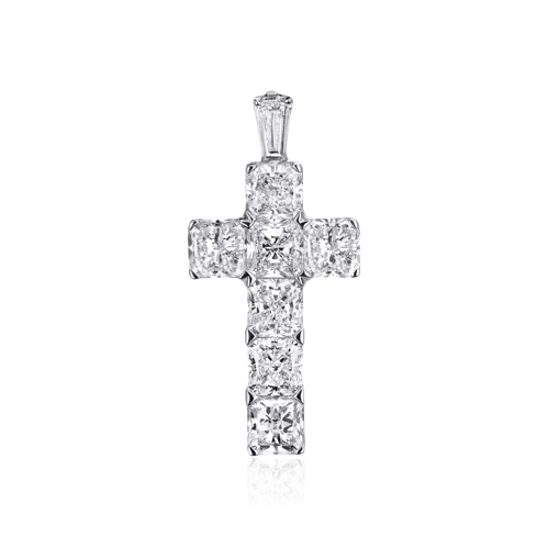Крест с бриллиантами из белого золота 750 пробы (арт. 98130)
