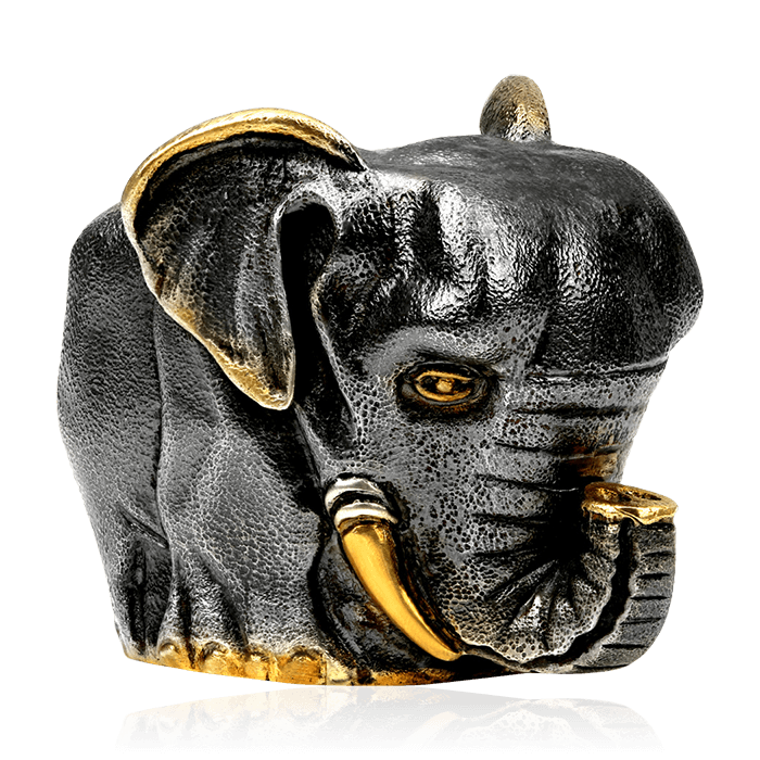Стопка-перевертыш Слон с золочением и чернением из серебра 925 пробы, фото № 1