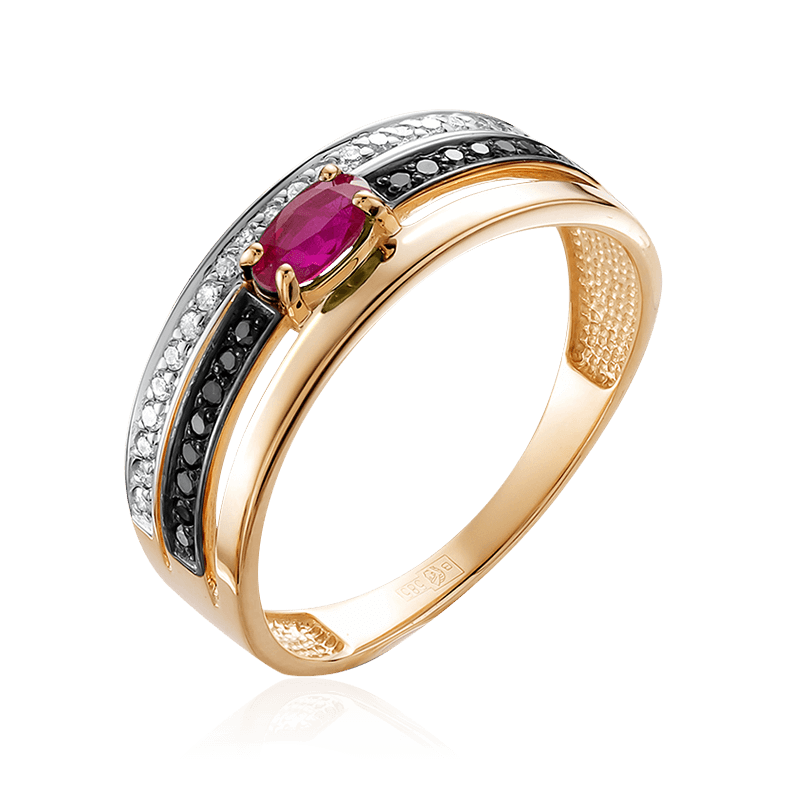 Кольцо с рубином, бриллиантами из красного золота 585 пробы (арт. 104643)
