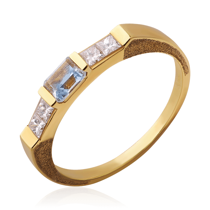 Кольцо с топазом, бриллиантами из желтого золота 750 пробы (арт. 75603)