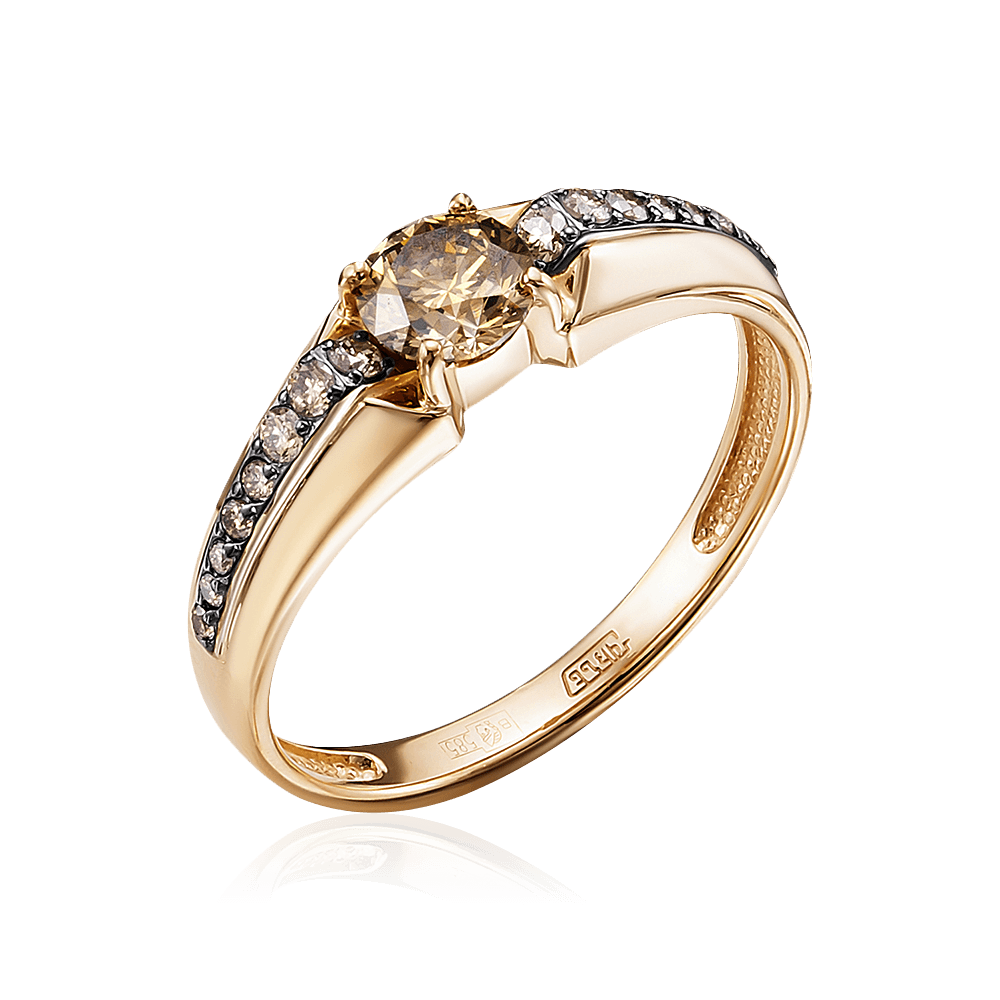 Кольцо с турмалином, бриллиантами из комбинированного золота 585 пробы (арт. 96190)