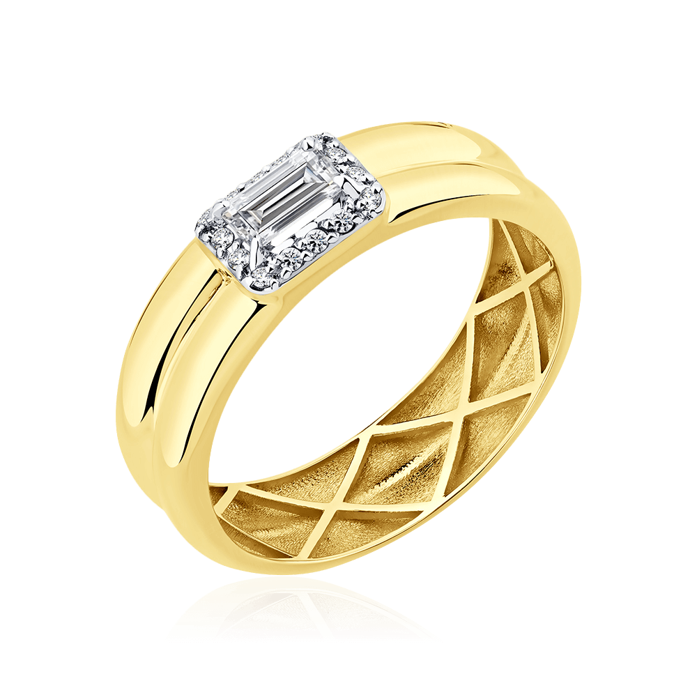 Кольцо с бриллиантами из желтого золота 585 пробы (арт. 103553)