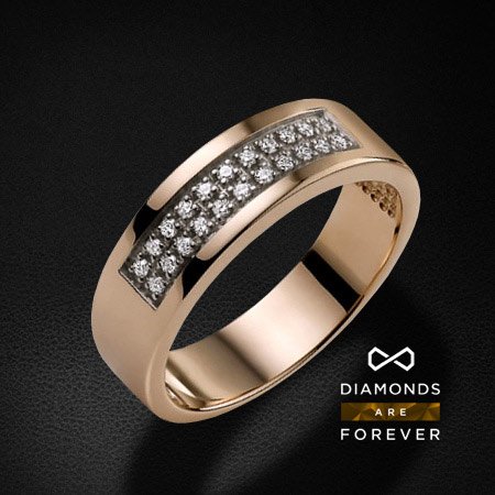 Обручальное кольцо с бриллиантами из комбинированного золота 585, фото № 1