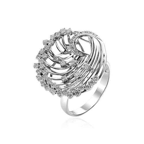 Кольцо с бриллиантами из белого золота 585 (арт. 77186)
