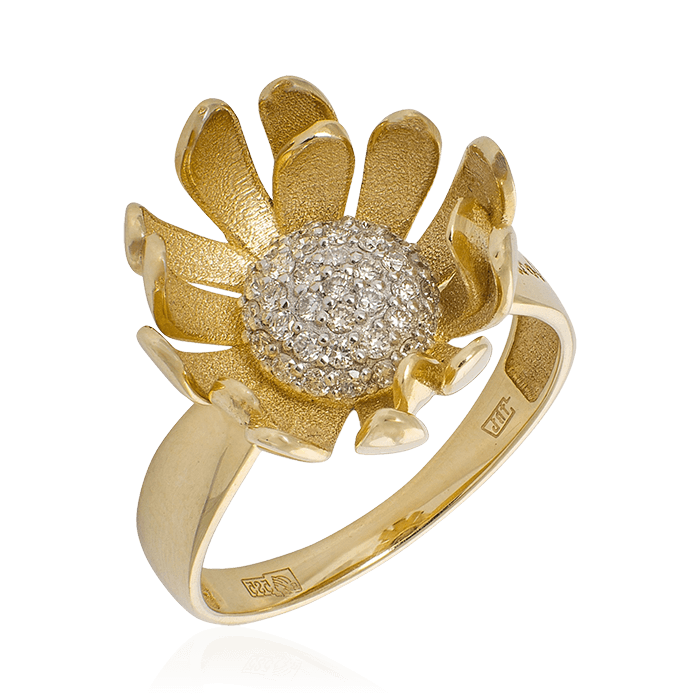 Кольцо с бриллиантами из желтого золота 585 (арт. 81569)