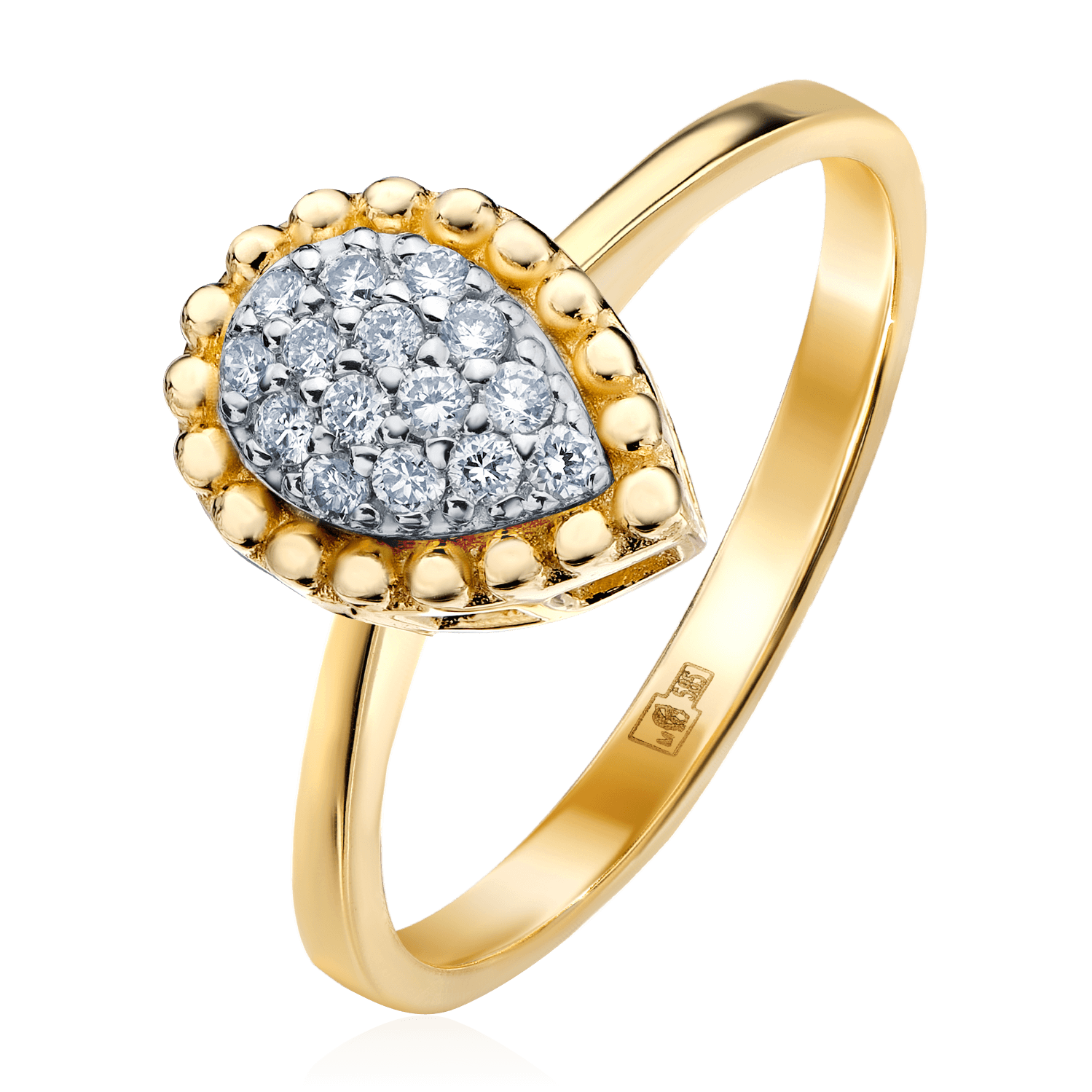 Кольцо с бриллиантами из желтого золота 585 пробы (арт. 97100)