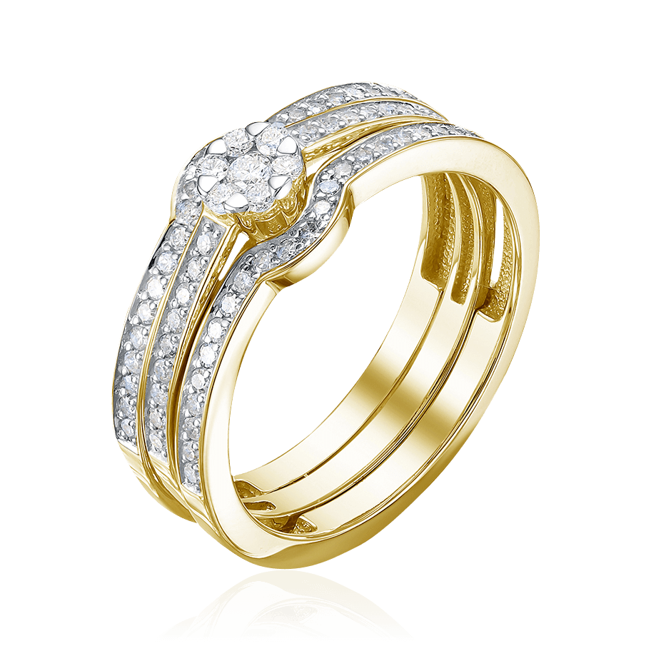 Кольцо с бриллиантами из желтого золота 585 пробы (арт. 104773)
