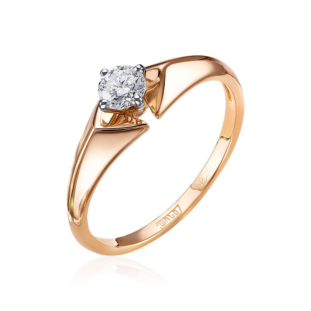 Кольцо с 1 бриллиантом из комбинированного золота 585 пробы (арт. 104995)