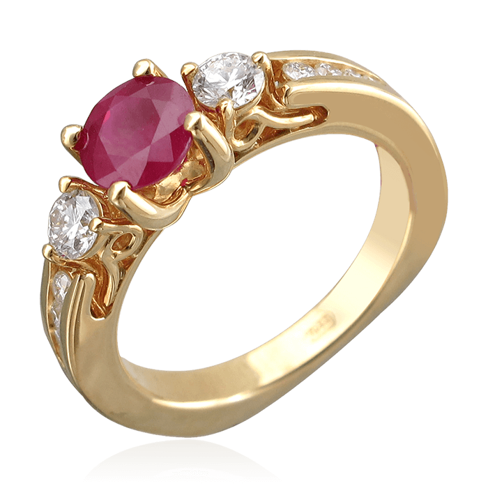 Кольцо с натуральным рубином из золота