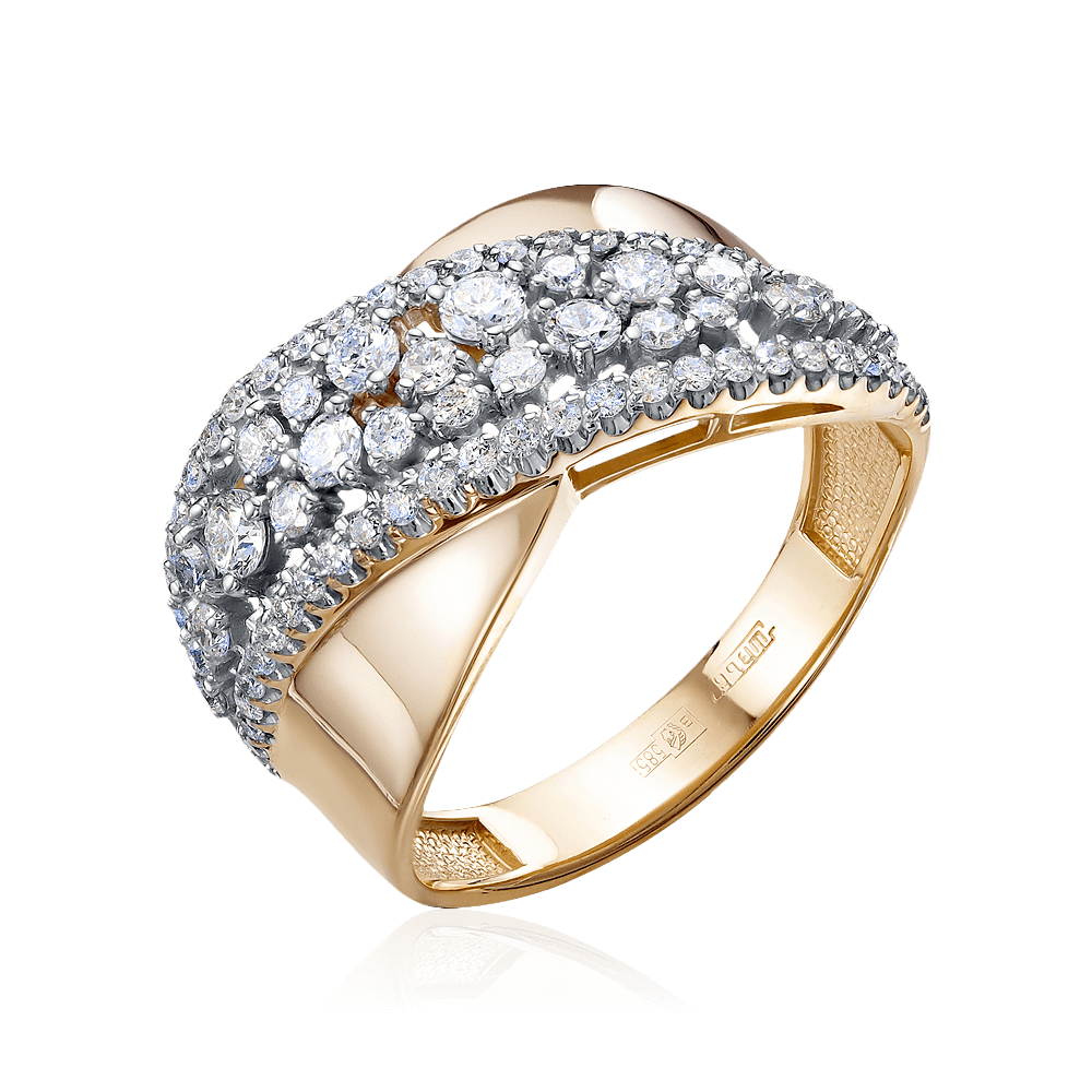 Кольцо с бриллиантами из комбинированного золота 585 пробы (арт. 97051)