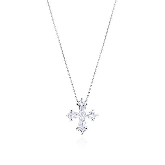Крест с бриллиантами из белого золота 750 пробы (арт. 91635)