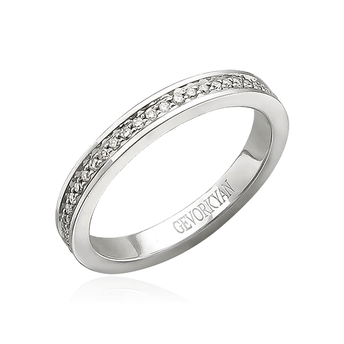 Обручальное кольцо с бриллиантами из платины 950 пробы (арт. 57799)