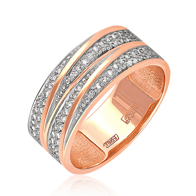 Обручальное кольцо с бриллиантами из красного золота 585 (арт. 47663)