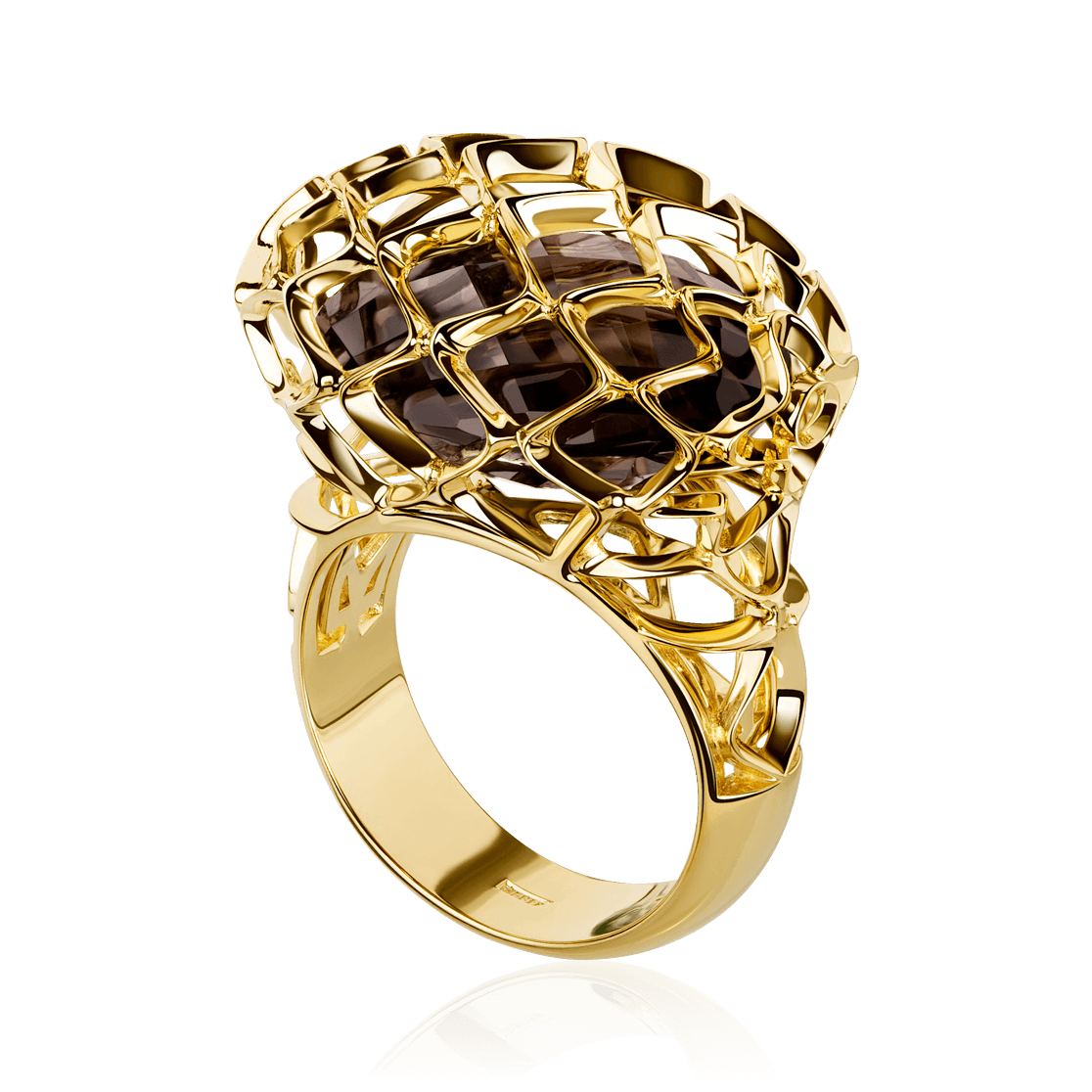 Кольцо с раухтопазом из желтого золота 585 пробы, фото № 1