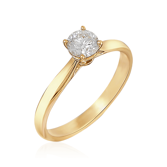 Кольцо с 1 бриллиантом из желтого золота 750 (арт. 60291)