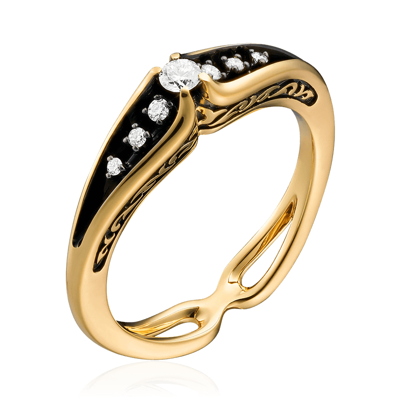Кольцо с бриллиантами из желтого золота 585 (арт. 50470)