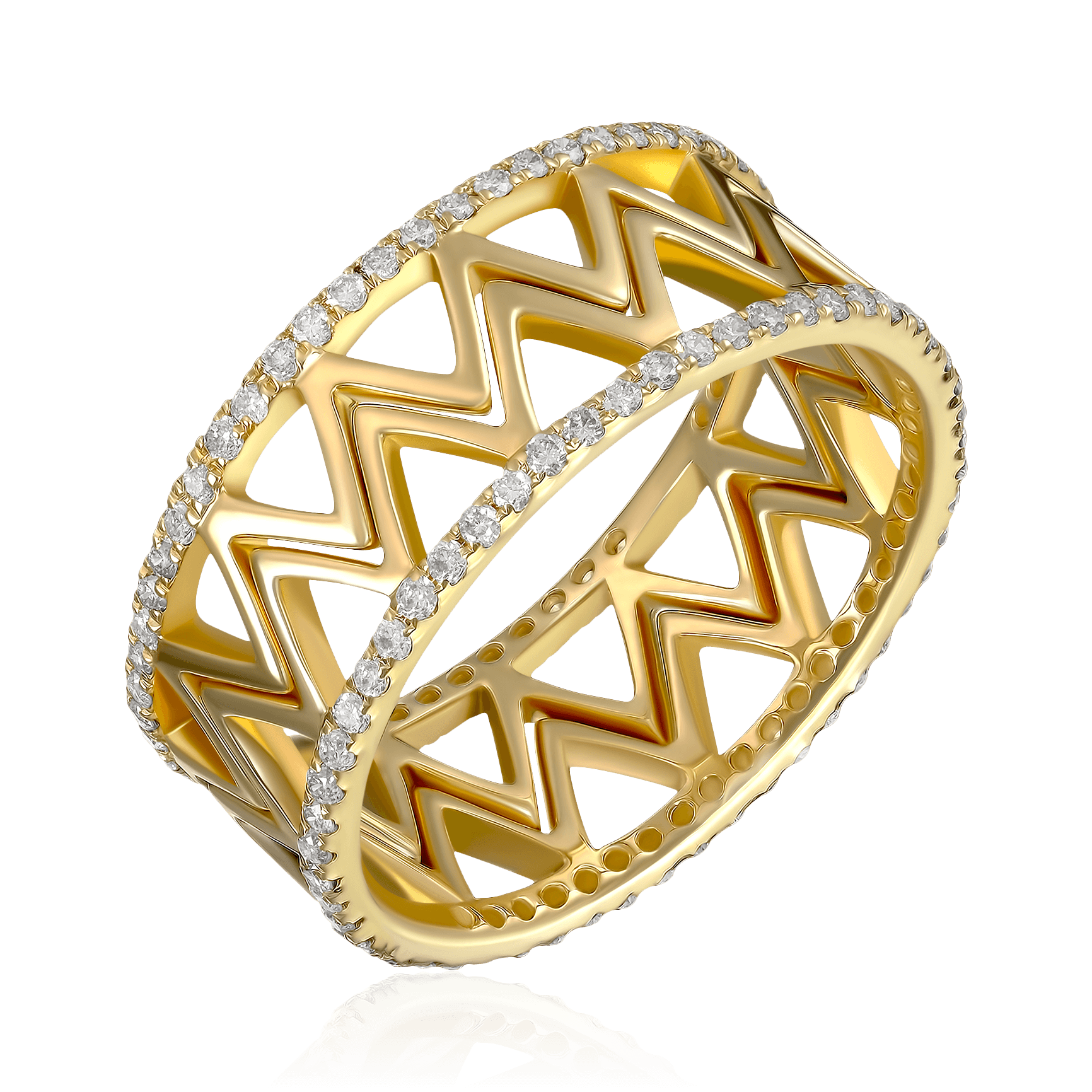 Кольцо с бриллиантами из желтого золота 585 пробы (арт. 96787)