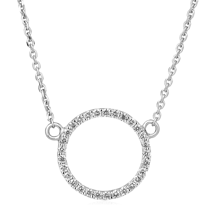 Колье в виде круга с бриллиантами из белого золота 585 пробы, фото № 1