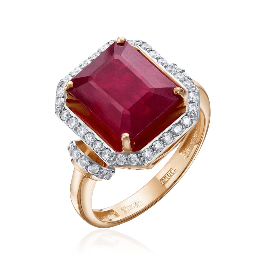 Кольцо с рубином, бриллиантами из красного золота 585 пробы (арт. 105042)