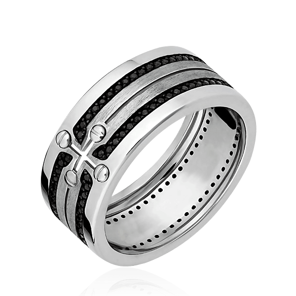 Обручальное кольцо ВОИН из коллекции VIRTUS с бриллиантами из белого золота 585 пробы, фото № 1