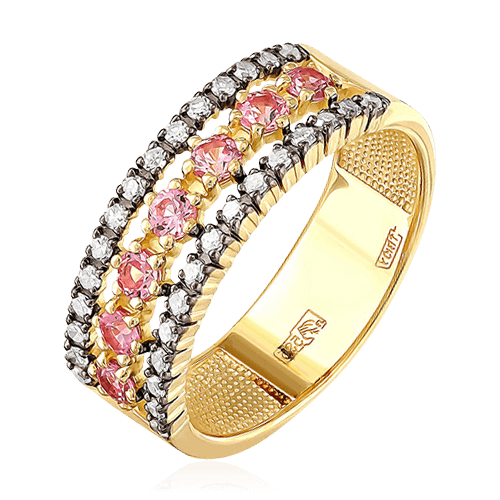 Кольцо с сапфиром, бриллиантами из желтого золота 585 пробы, фото № 1