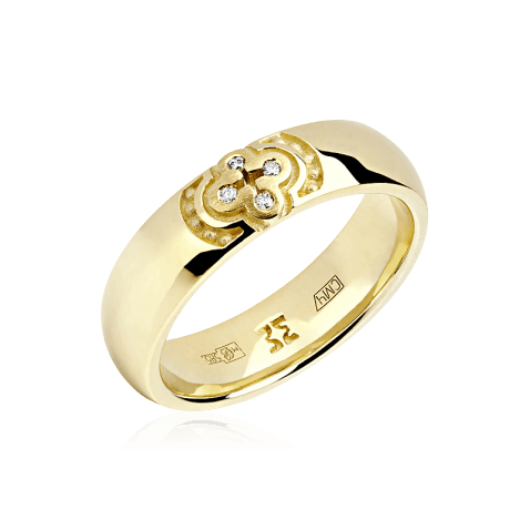 Обручальное кольцо с бриллиантами из желтого золота 585 пробы (арт. 65907)