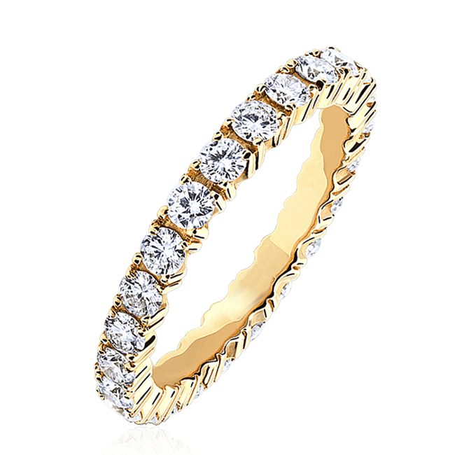 Кольцо с дорожкой бриллиантов по кругу из желтого золота 585, фото № 1