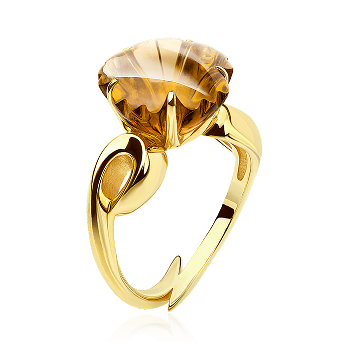 Кольцо с цитрином из желтого золота 585 пробы, фото № 1