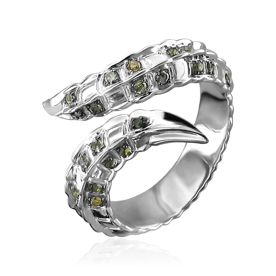 Кольцо с бриллиантами, турмалином из белого золота 585 пробы, фото № 1