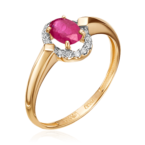 Кольцо с рубином, бриллиантами из красного золота 585 пробы (арт. 85401)