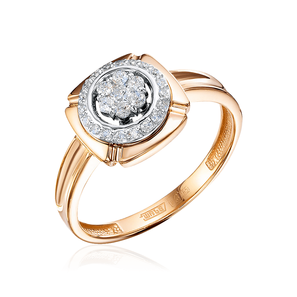 Кольцо с бриллиантами из комбинированного золота 585 пробы (арт. 97012)