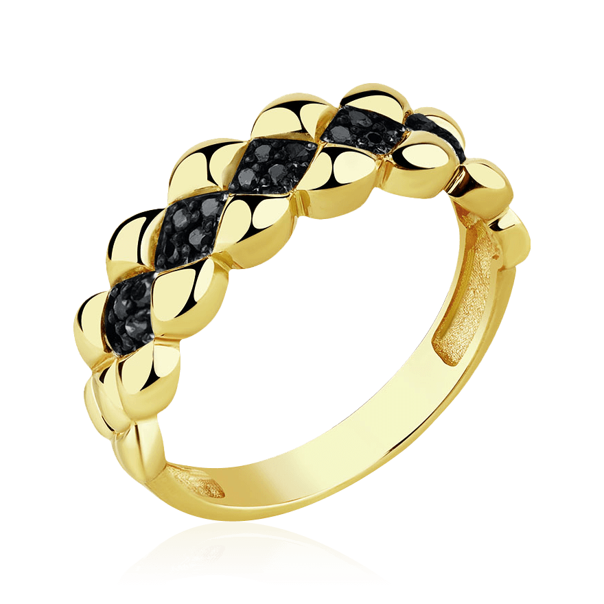 Кольцо с бриллиантами из желтого золота 585 пробы (арт. 104576)