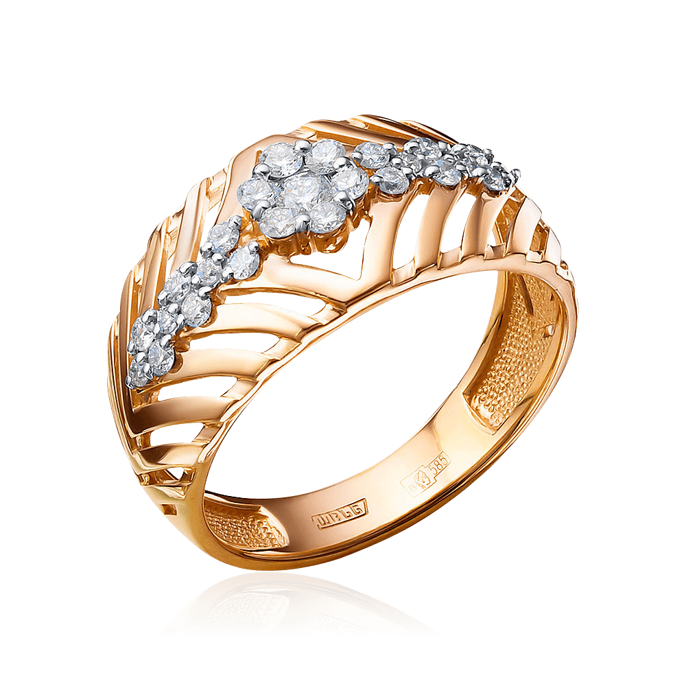Кольцо с бриллиантами из комбинированного золота 585 пробы (арт. 104960)