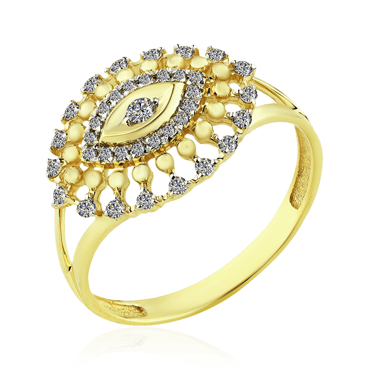 Кольцо с бриллиантами из желтого золота 585 (арт. 90032)