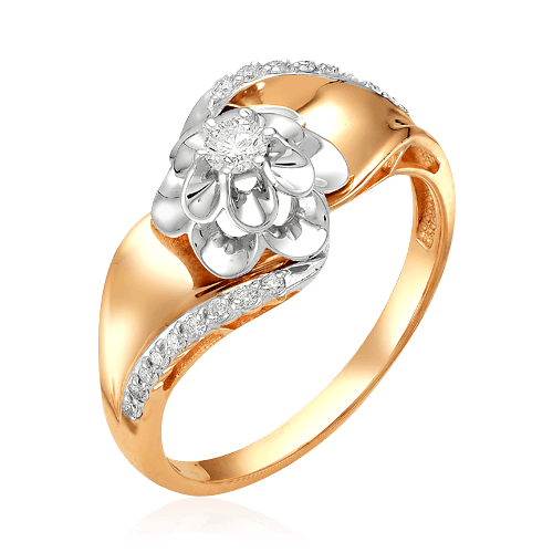 Кольцо с бриллиантами из комбинированного золота 585 (арт. 62946)