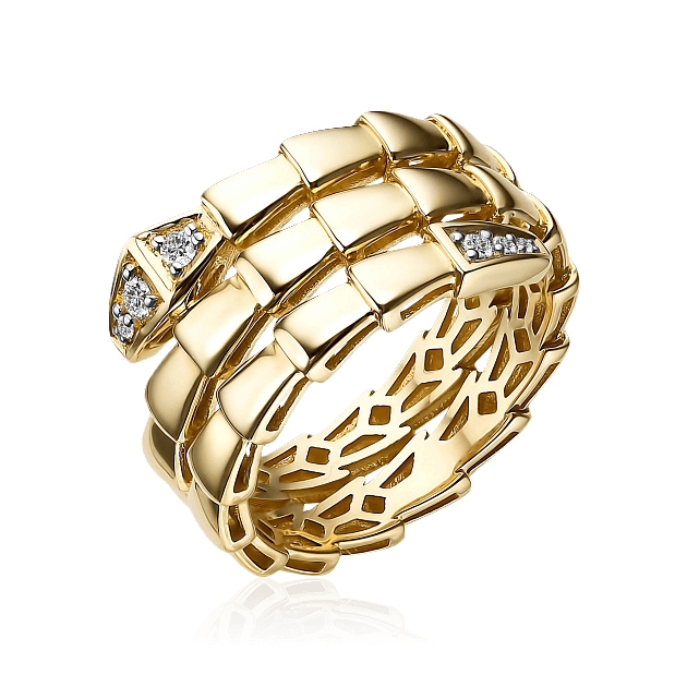 Кольцо с бриллиантами из желтого золота 585 пробы (арт. 93980)