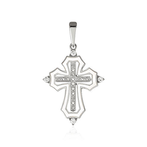 Крест с бриллиантами из белого золота 585 пробы (арт. 82463)