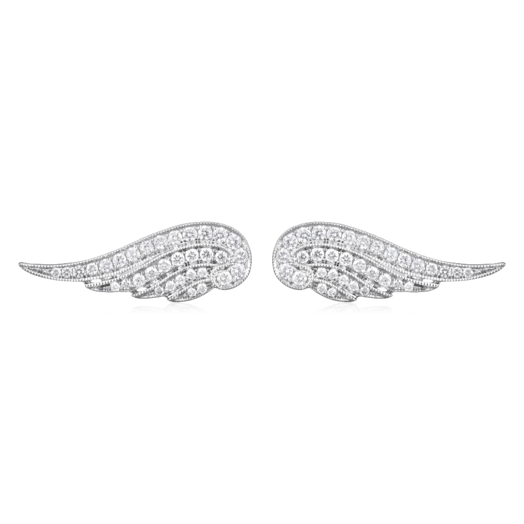 Запонки в виде крыльев с бриллиантами из белого золота 750 пробы (арт. 91512)