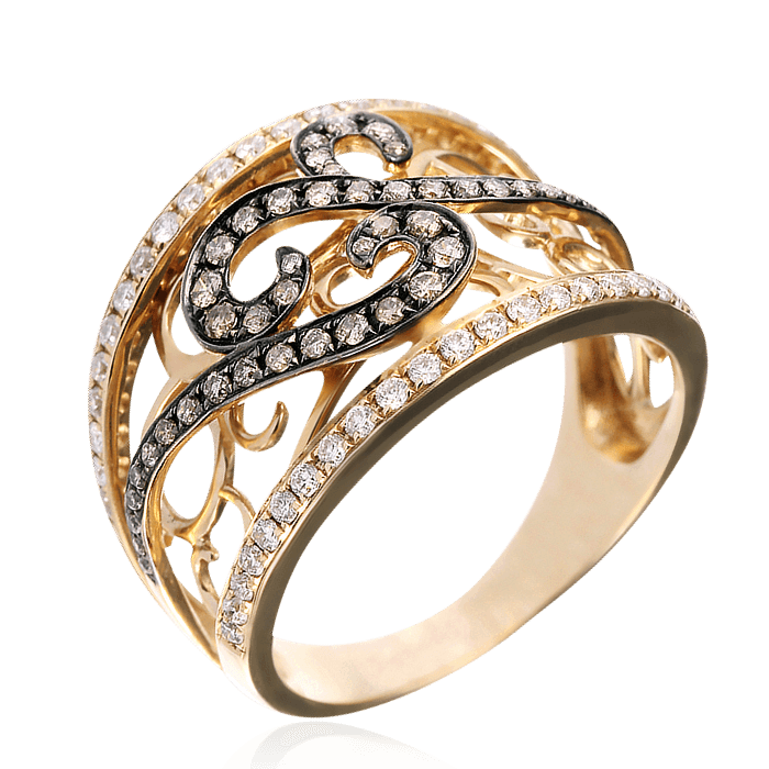Коньячные бриллианты кольцо