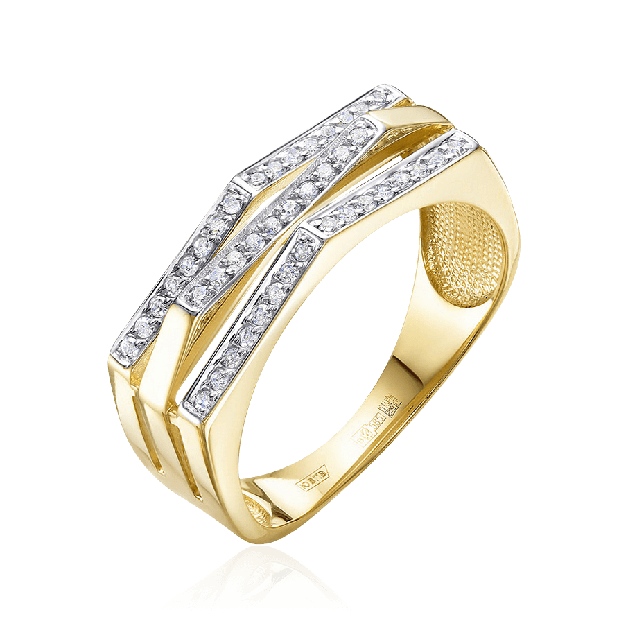 Кольцо с бриллиантами из желтого золота 585 пробы (арт. 104827)