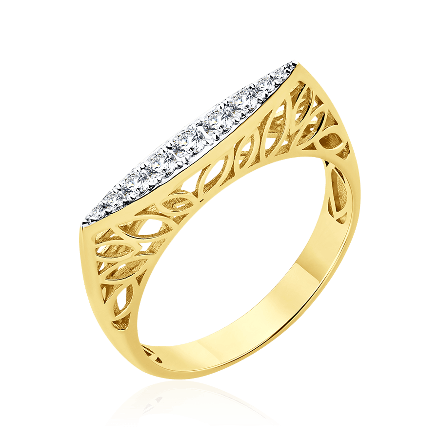 Кольцо с бриллиантами из желтого золота 585 пробы (арт. 103551)