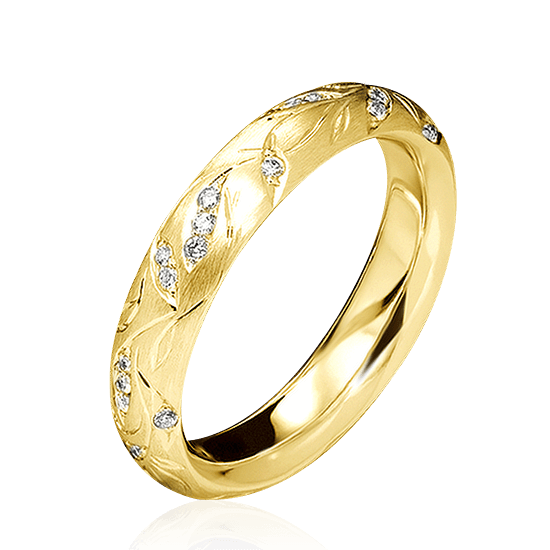 Кольцо с бриллиантами из желтого золота 585 пробы (арт. 44639)