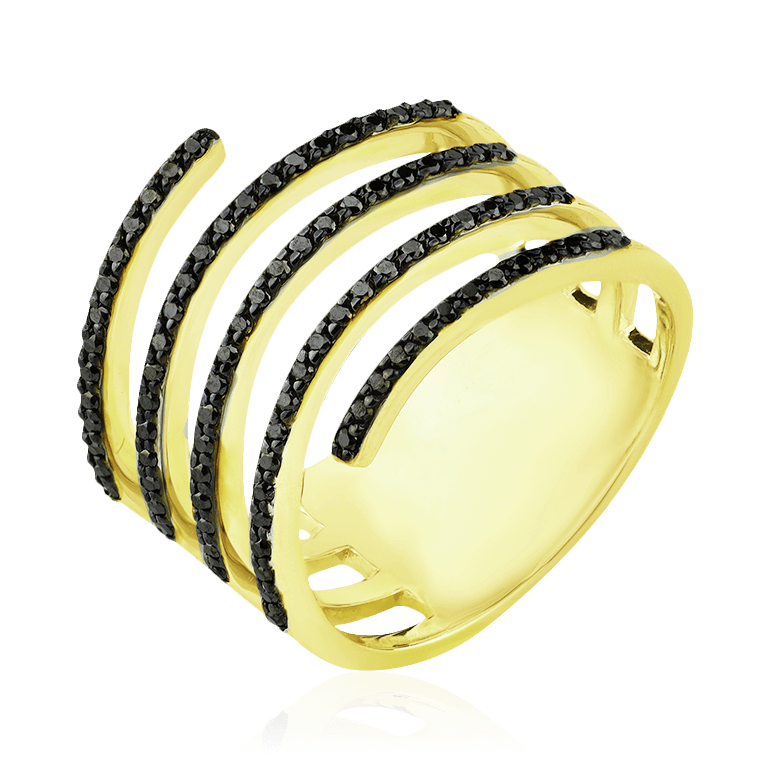 Кольцо с бриллиантами из желтого золота 585 пробы (арт. 91928)