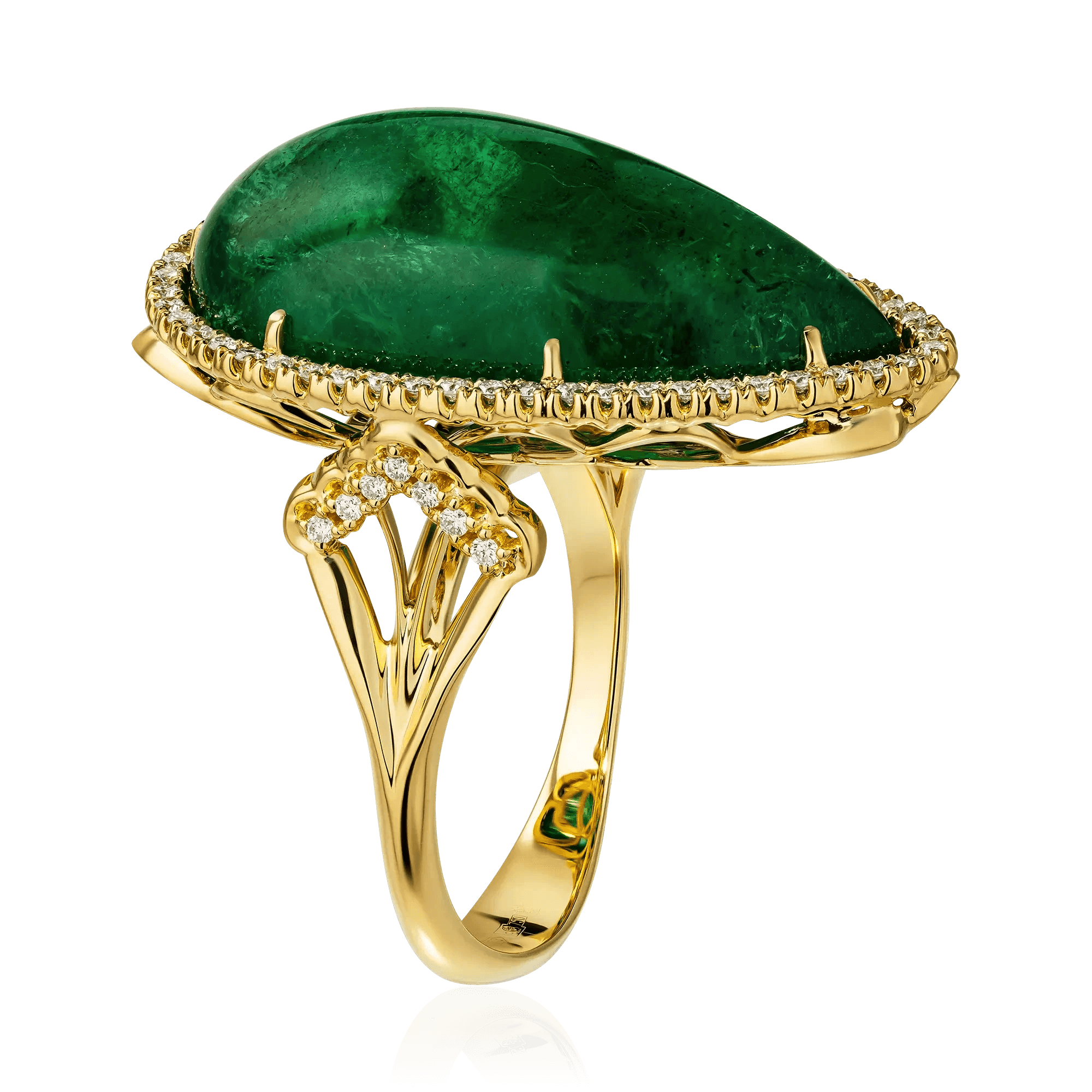 Кольцо с бриллиантами, бериллом из желтого золота 750 пробы, фото № 3