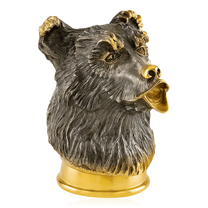 Стопка-перевертыш Медведь с золочением и чернением из серебра 925 пробы (арт. 76079)
