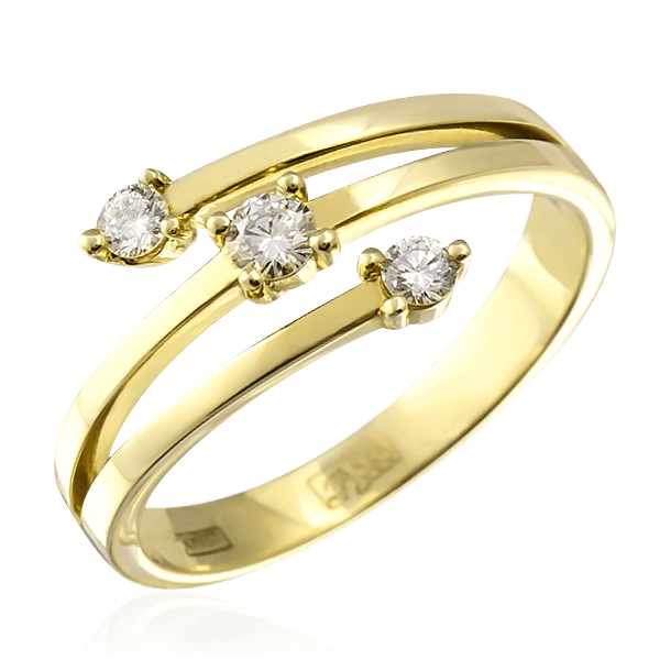 Кольцо желтое золото с одним бриллиантом
