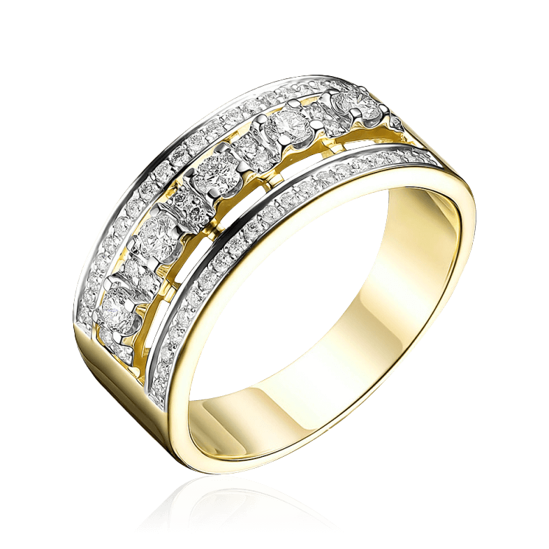 Кольцо с бриллиантами из комбинированного золота 585 пробы (арт. 93497)