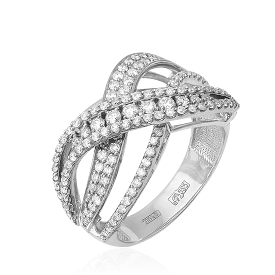 Кольцо с бриллиантами, белыми сапфирами из белого золота 585, фото № 1